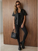 Kurtka damska skórzana z krótkim rękawem czarna FashionStreet TY6063 Kurtka damska skórzana z krótkim rękawem czarna FashionStreet TY6063