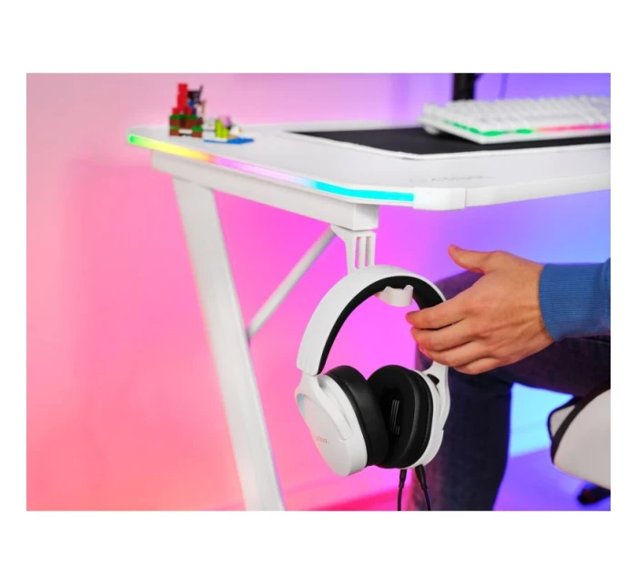 Herní stůl TRUST GXT 709W LUMINUS RGB WHITE