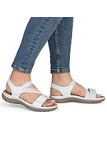 Pohodlné dámské sandály na suchý zip s gumičkami bílé Rieker 64870-81