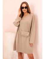 Dámská viskózová sukýnka Plus Size s model 21232413 na řetízku tmavě béžová - K-Fashion