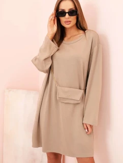 Dámská viskózová sukýnka Plus Size s model 21232413 na řetízku tmavě béžová - K-Fashion