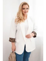 Dámská sako Plus Size s podšívkou v leopardím vzoru ecru