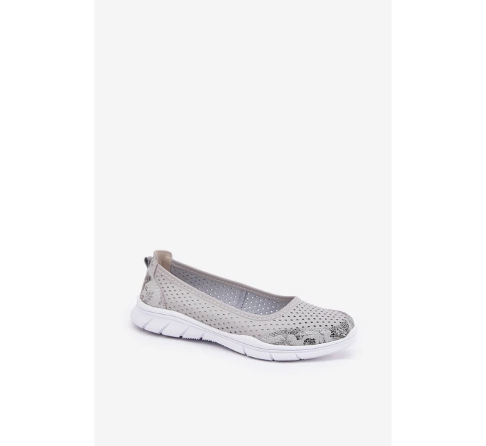 Kožené baleríny  šedé model 21686558 - VINCEZA