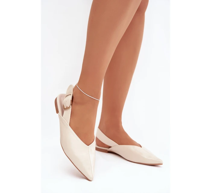 Lakované baleríny s přezkou béžové Rinalle