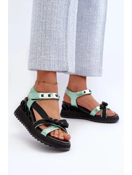 Dámské sandály s mašlí D&A zelená Dámské sandály s mašlí D&A zelená