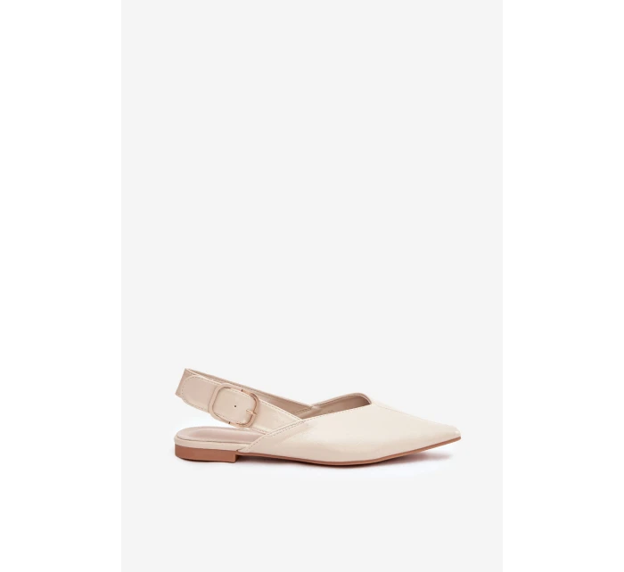 Dámské lakované baleríny s přezkou Rinalle – béžové