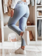 Dámské látkové chinos kalhoty s páskem modré Dstreet model 21986205 - FashionStreet