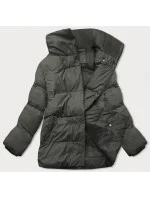 Krátká zimní bunda v army barvě s vysokým stojáčkem (5m729-136)