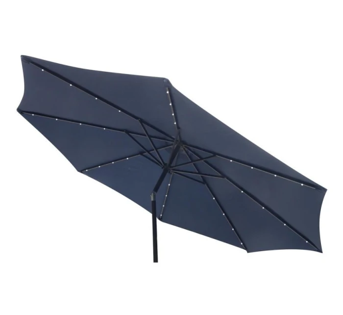 ZAHRADNÍ SLUNEČNÍK S LED OSVĚTLENÍM 300 CM TMAVĚ MODRÝ