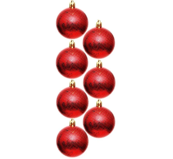 DEKORATIVNÍ PLASTOVÁ CETKA 6CM SADA 35 KS ČERVENÁ