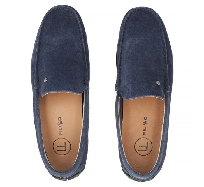 Pánské semišové kožené mokasíny polobotky tmavě modré model 22061146 - FILIPPO Pánské semišové kožené mokasíny polobotky tmavě modré model 22061146 - FILIPPO