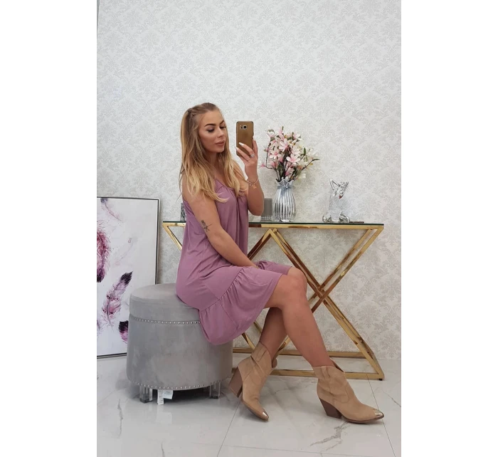 Tenké šaty na ramínka tmavě růžové