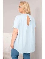 Dámská bavlněná halenka Plus Size s krátkým rukávem modrá Dámská bavlněná halenka Plus Size s krátkým rukávem modrá