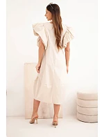Dámské bavlněné šaty s model 22170755 rukávem béžová - K-Fashion Dámské bavlněné šaty s model 22170755 rukávem béžová - K-Fashion