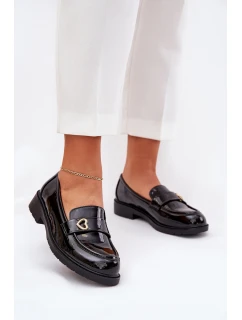 Lakovane Dámské Mokasíny Se Srdíčkem Černé S.Barski HY51-379