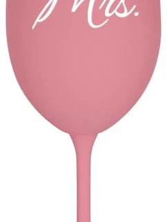MRS. - růžová sklenice na víno 350 ml
