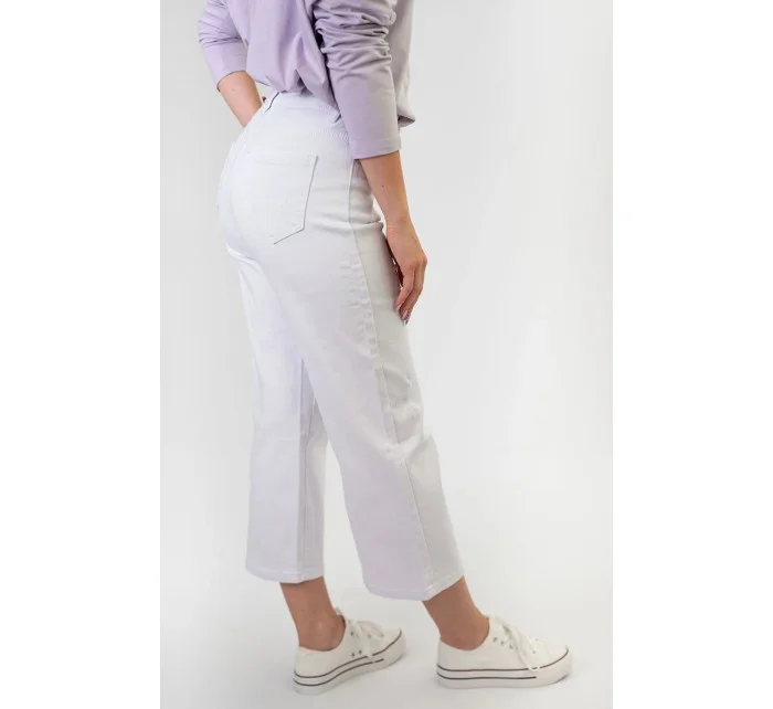 Široké dámské zvonové kalhoty v bílé barvě (B102) Široké dámské zvonové kalhoty v bílé barvě (B102)