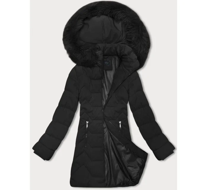Černá dámská bunda s kapucí model 21247064 - J.STYLE Černá dámská bunda s kapucí model 21247064 - J.STYLE