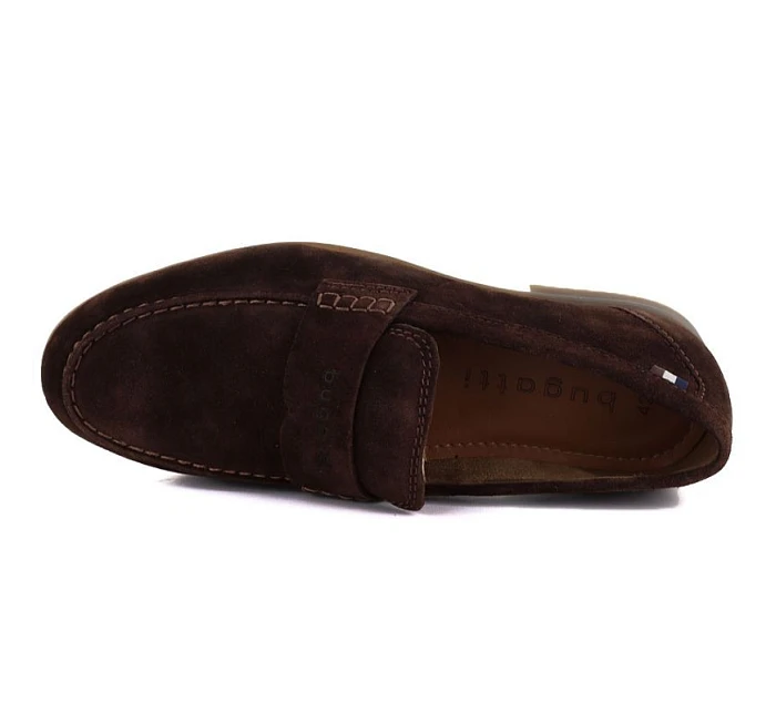 Pánské mokasíny Bugatti model 22072453 z měkkého semiše v čokoládové barvě