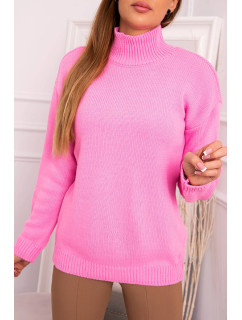 Poloviční svetr s rolákem světle růžový