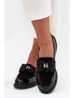 Lakované Dámské Mokasíny S Mašlí S.Barski HY51-319 Černé