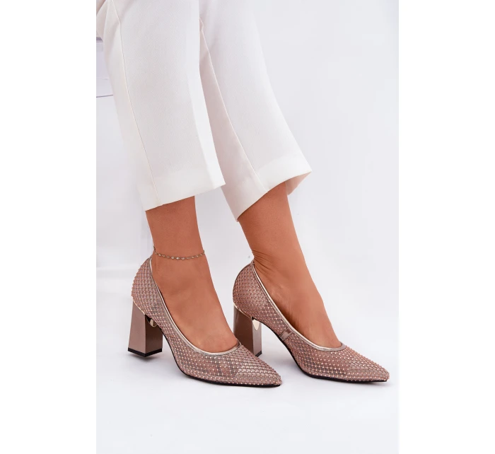 Síťované Lodičky Na Podpatku Béžové model 21690136 - VINCEZA