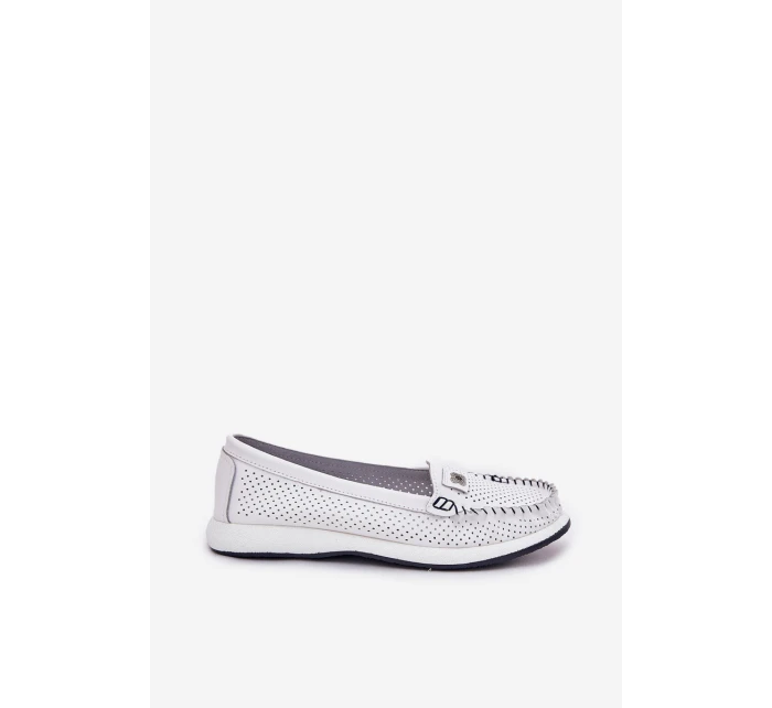 Dámské Kožené Mokasíny S.Barski LR51-673 Bílé