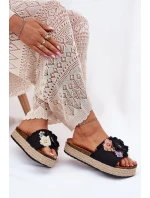 Dámské Sandály S Květinami Platforma S Pletením Černé Zenvanis Dámské Sandály S Květinami Platforma S Pletením Černé Zenvanis