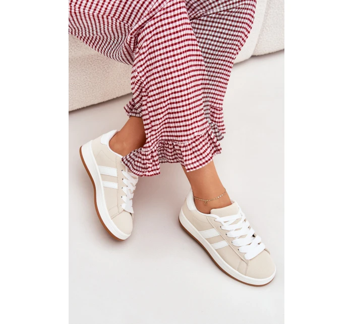 Dámské Sportovní Boty Sneakersy Z Eko Kůže Béžové model 21701259 - Boto