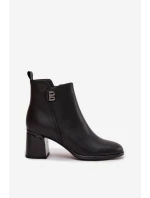 Dámské kožené zateplené boty Jovelle – černé, na podpatku Dámské kožené zateplené boty Jovelle – černé, na podpatku