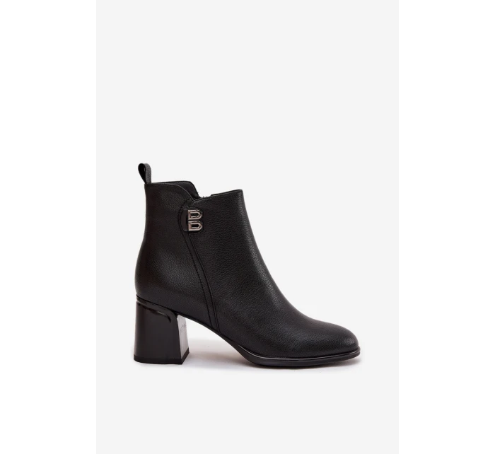 Dámské kožené zateplené boty Jovelle – černé, na podpatku Dámské kožené zateplené boty Jovelle – černé, na podpatku