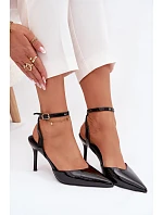 Dámské lakované lodičky LE149P - černé Laretta