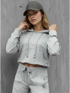 Dámská mikina s kapucí světle šedá FashionStreet BY1533