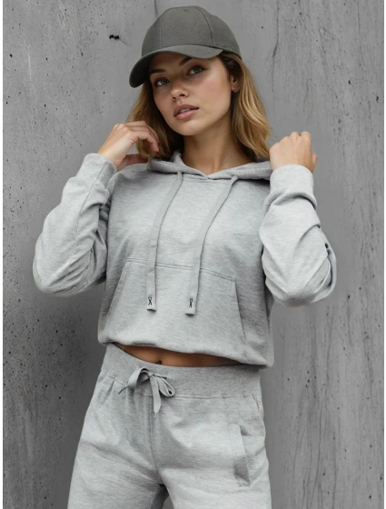 Dámská mikina s kapucí světle šedá FashionStreet BY1533