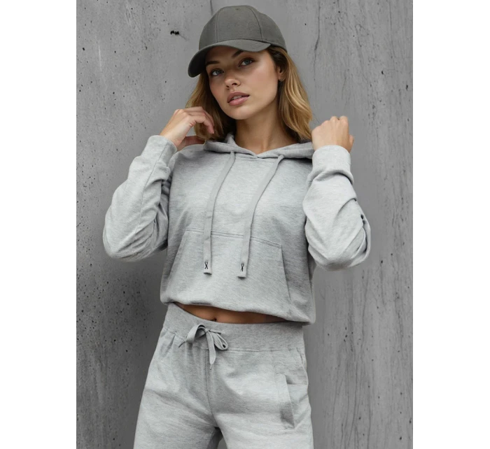 Dámská mikina s kapucí světle šedá FashionStreet BY1533