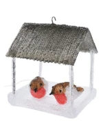 PTAČÍ BUDKA VEDLA DEKORACE 185X165X230MM ŠEDÁ STŘÍŠKA