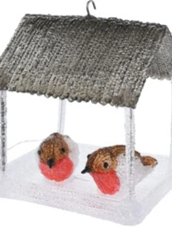 PTAČÍ BUDKA VEDLA DEKORACE 185X165X230MM ŠEDÁ STŘÍŠKA