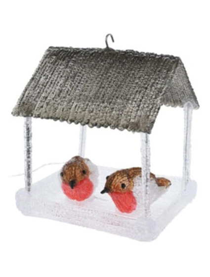 PTAČÍ BUDKA VEDLA DEKORACE 185X165X230MM ŠEDÁ STŘÍŠKA