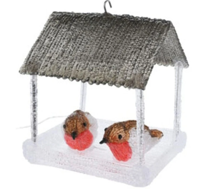 PTAČÍ BUDKA VEDLA DEKORACE 185X165X230MM ŠEDÁ STŘÍŠKA
