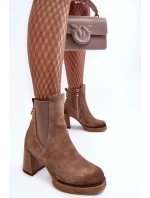 Kůže Botky Na Sloupku Hnědé model 21634850 - Boto