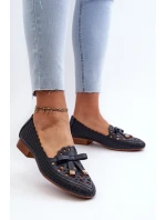 Dámské lodičky s detaily a mašlí tmavě modré model 21658375 - Boto