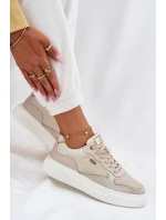 Dámské Kožené Tenisky Na Platformě Béžové model 21697059 - EVENTO