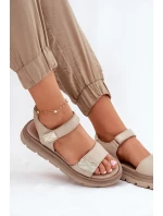 Dámské Kožené Sandály Na Platformě Béžové model 21697428 - Zazoo