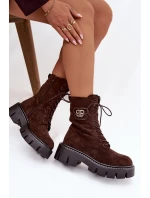 Dámské workery s ozdobným prvkem zateplené čokoládové Ilyane Dámské workery s ozdobným prvkem zateplené čokoládové Ilyane