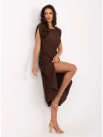 Sukienka MI SK model 21207232 ciemny brązowy - FPrice Sukienka MI SK model 21207232 ciemny brązowy - FPrice