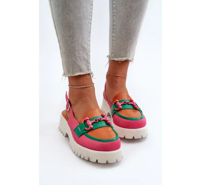 Dámské sandály na plochém podpatku s ozdobou oranžová D&A Dámské sandály na plochém podpatku s ozdobou oranžová D&A