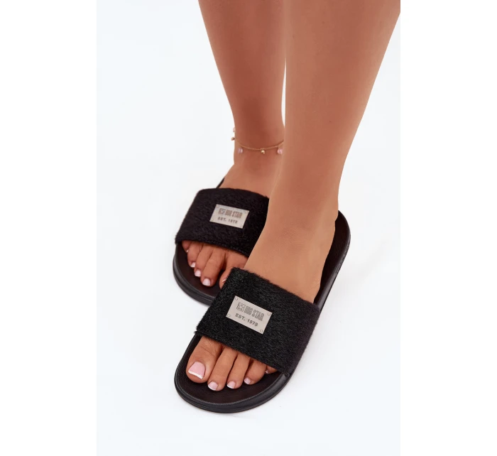 Dámské pantofle na pěnové podešvi s kožíškem Big Star – černé