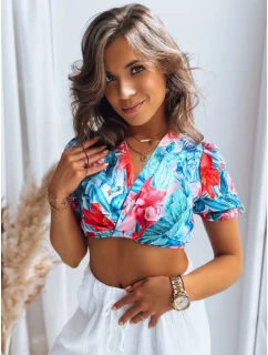 FLOWER BOOM dámský vzorovaný tyrkysový top FashionStreet RY2230
