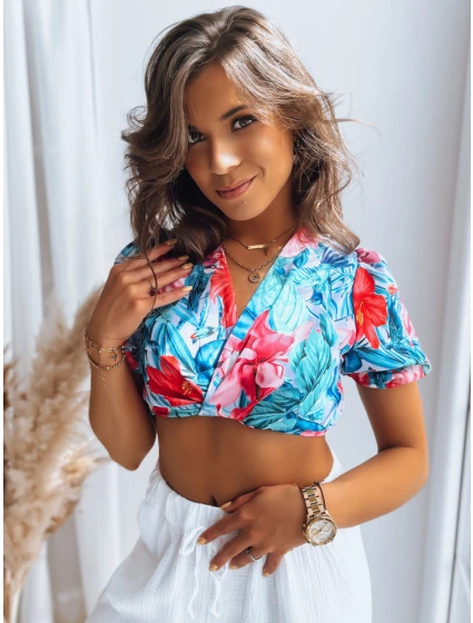 FLOWER BOOM dámský vzorovaný tyrkysový top FashionStreet RY2230