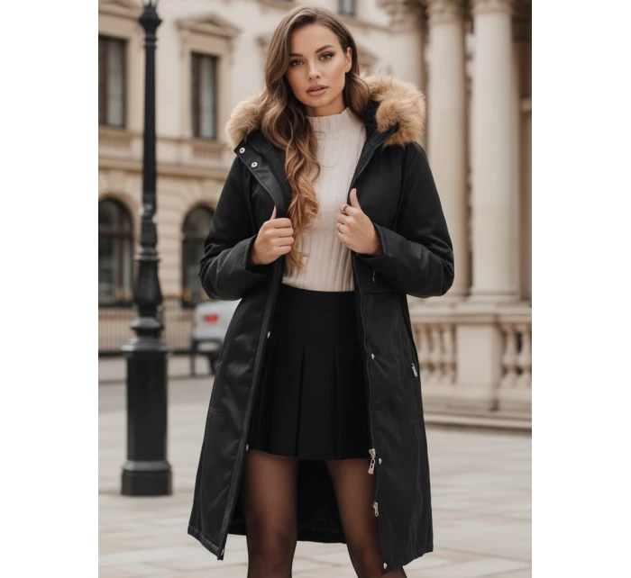 Dámská zimní bunda parka s kožešinou černá FashionStreet TY5110
